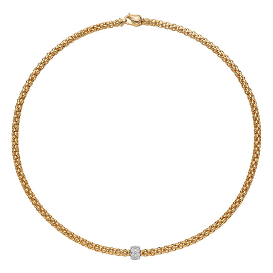 Maharaja Collection Round Diamond Rondel Rope Necklace in Yellow Gold (0.29ctw)
