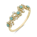 Maharaja Collection Turquoise and Round Diamond Decorative Ring in 14K Yellow Gold (0.32ctw)