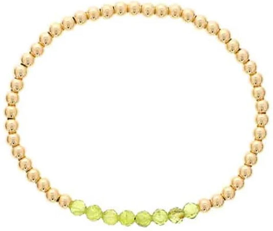 Maharaja Collection 4mm Faceted PERIDOT Bar Mini Bracelet in Gold Filled
