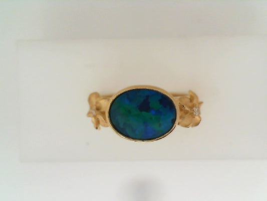 Maharaja Collection Opal Doublet Ring in 14K Gold (0.02ct)