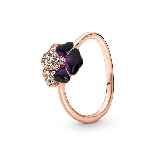 Maharaja Collection Deep Purple Pansy Flower Ring