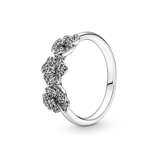 Maharaja Collection Triple Pansy Flower Ring in Gold