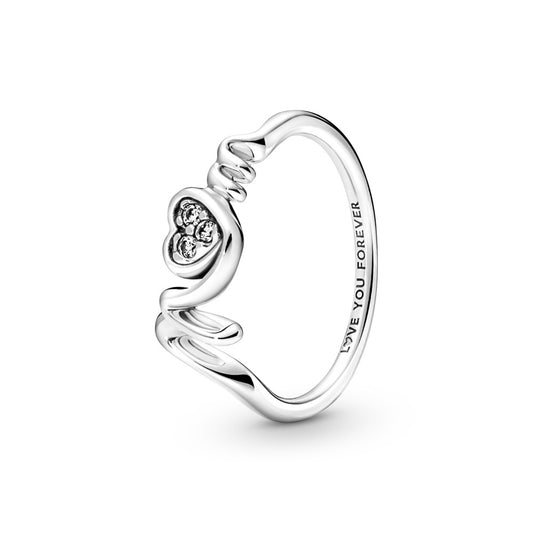 Maharaja Collection Pave Heart Mom Ring