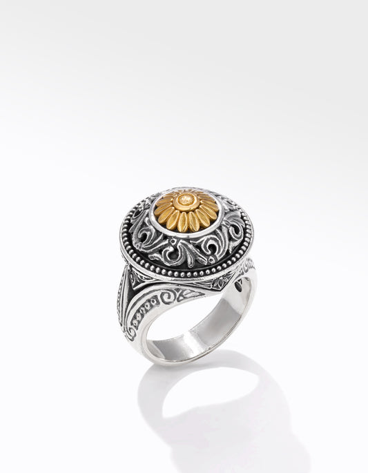Maharaja Collection Round Ring in Sterling Silver and 18K Yellow Gold (1993)