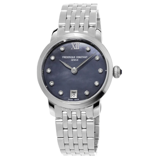 Maharaja Collection Ladies Slim Line Quartz Black Mother of Pearl Watch