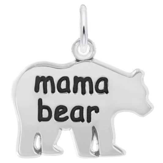 Maharaja Collection Mama Bear Charm Pendant in Sterling Silver