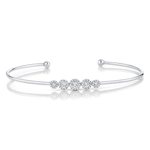 Maharaja Collection Round Diamond Bangle Bracelet in 14K White Gold (0.37ctw)