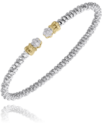 Maharaja Collection Round Diamond Open Bracelet in Sterling Silver and 14KT Yellow Gold (0.07ctw)