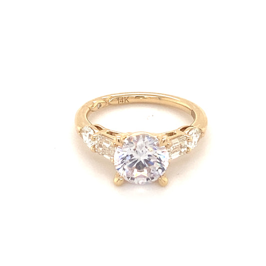 Maharaja Collection Round Diamond Solitaire Semi-Mount Engagement Ring in 14K Yellow Gold (3.06tcw)