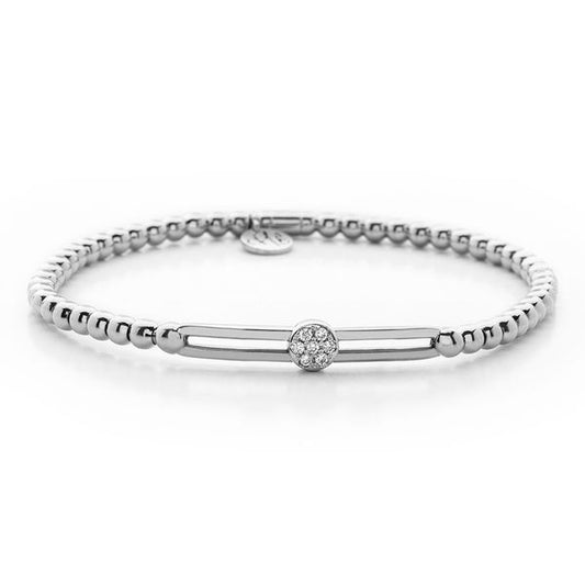 Maharaja Collection Round Diamond Tresore Stretch Bracelet in 18K White Gold (0.06tdw)