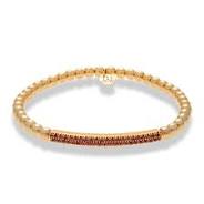 Maharaja Collection Orange Sapphire Pave Bar Stretch Bracelet in 18K Rose Gold (0.60tcw)