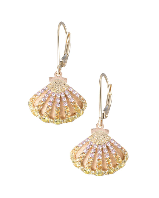 Maharaja Collection Shell Earrings with Colored Sapphires (1.05ct) in Sterling Silver