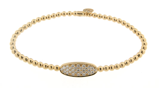 Maharaja Collection Beaded Diamond Stretch Bracelet in 18K Yellow Gold (0.41tdw)