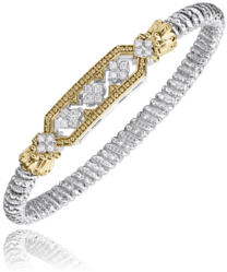 Maharaja Collection Round Diamond Closed Bracelet in Sterling Silver and 14K Yellow Gold (0.30ctw)
