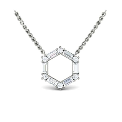 Maharaja Collection Baguette Diamond Open Honeycomb Pendant Necklace in 14K White Gold (0.57tdw)