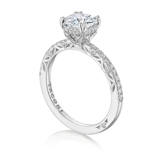 Maharaja Collection Hidden Bloom French Pave Engagement Ring with 0.25ct Diamonds in 14K White Gold (0.25tdw)