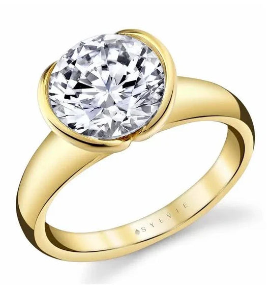 Maharaja Collection Round Diamond Solitaire Engagement Ring in 14K Yellow Gold (2.50ct)