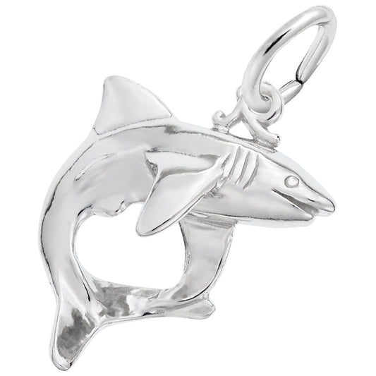 Maharaja Collection SHARK Charm Pendant Necklace in Sterling Silver