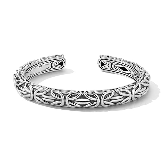 Maharaja Collection Byzantine Artisan Cuff Bangle Bracelet in Sterling Silver
