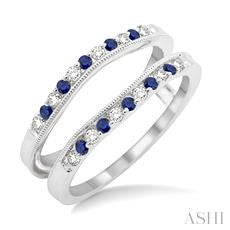 Maharaja Collection Sapphire and Diamond Wrap Bracelet in 14K White Gold (0.15ctw)