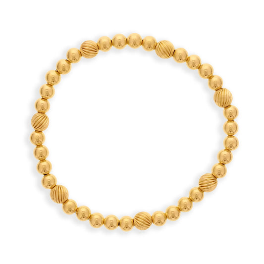 Maharaja Collection Twisted Gold Filled Bead Bracelet with 5MM Beads (07) in Gold Filled