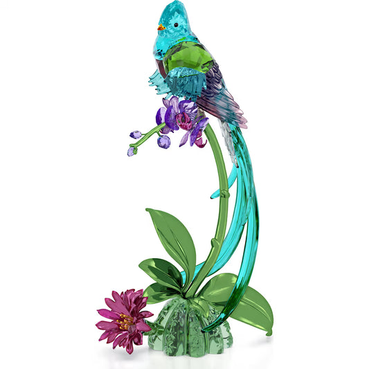 Maharaja Collection Swarovski Idyllia Quetzal and Orchid Necklace in Silver