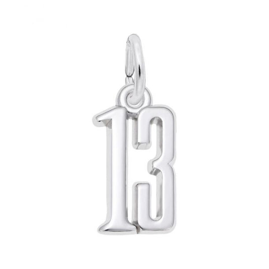 Maharaja Collection Numeral 13 Charm in Sterling Silver