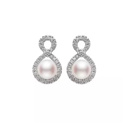 Maharaja Collection Akoya A+ Cultured Pearl and Diamond Earrings (0.22ct)