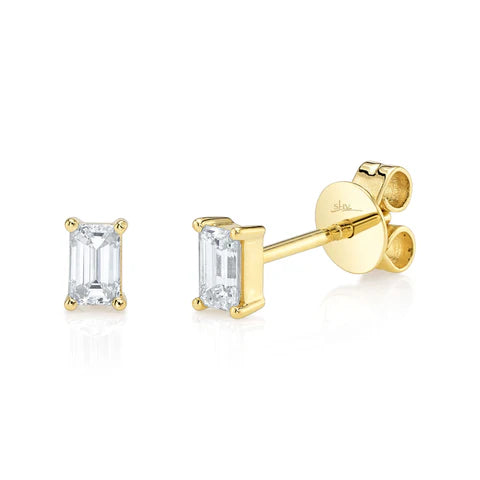 Maharaja Collection Diamond Emerald Stud Earrings with 0.40ctw Diamonds in 14K Yellow Gold (0.40ctw)
