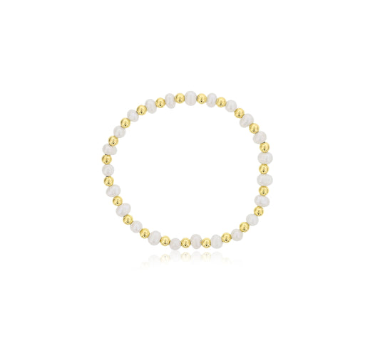 Maharaja Collection Smooth Pearl with Alternating Gold Filled Beads Bracelet in Gold Filled
