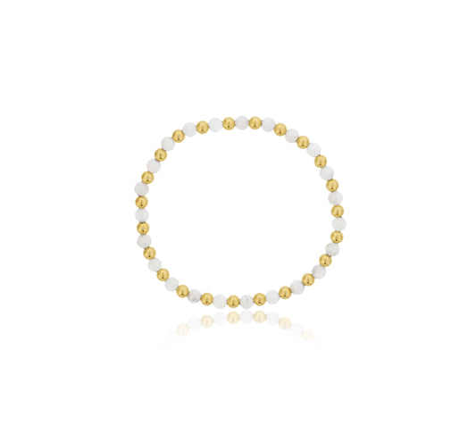 Maharaja Collection Smooth Pearl and Gold Filled Beads Bracelet in Gold Filled