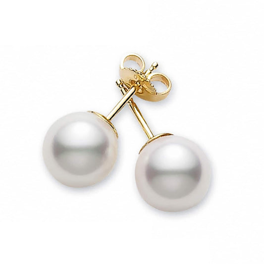 Maharaja Collection A Akoya Pearl Stud Earrings in 18K Yellow Gold