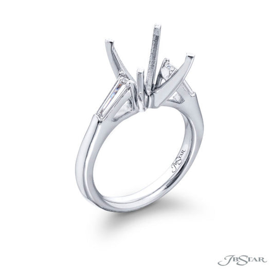 JB Star Tapered Baguette Diamond Semi-Mount Engagement Ring in Platinum (0.63ctw)