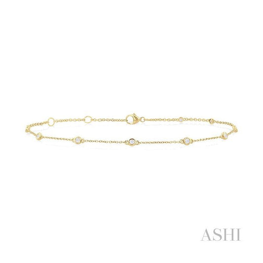 Maharaja Collection Round Cut Diamond Station Anklet in 10K Yellow Gold (0.25ctw)