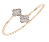 Maharaja Collection Round Diamond Bangle Bracelet with 0.945ctw Diamonds in 14K Yellow Gold (0.94ctw)