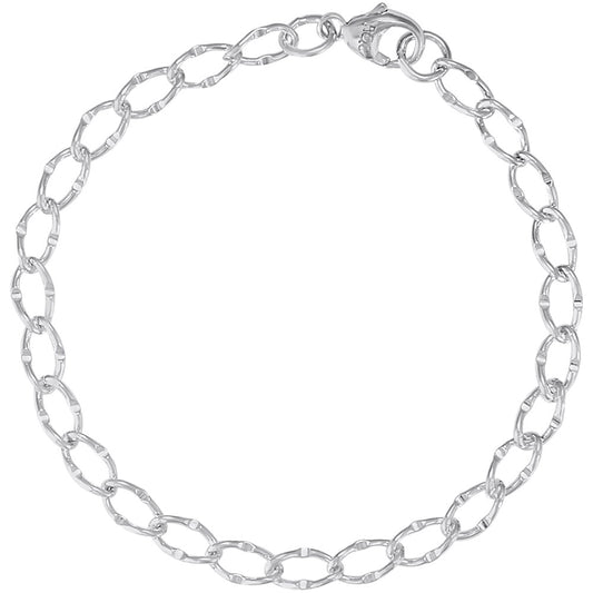 Maharaja Collection Rembrandt Dapped Single Link Curb Classic Bracelet in Sterling Silver