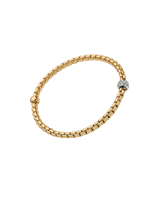 Maharaja Collection Fope Eka Diamond PavΓ© Bangle Bracelet in 18K Yellow Gold (0.19ctw)