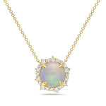 Maharaja Collection Round Diamond and Opal Pendant Necklace in 14K Yellow Gold (1.22ctw)