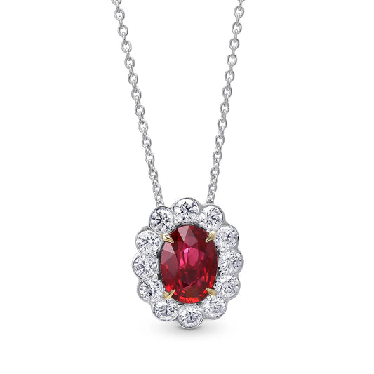 Maharaja Collection Ruby and Diamond Pendant Necklace in 18K White Gold (1.74ctw)