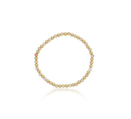 Maharaja Collection Peach Moonstone Beaded Bracelet in Gold Filled