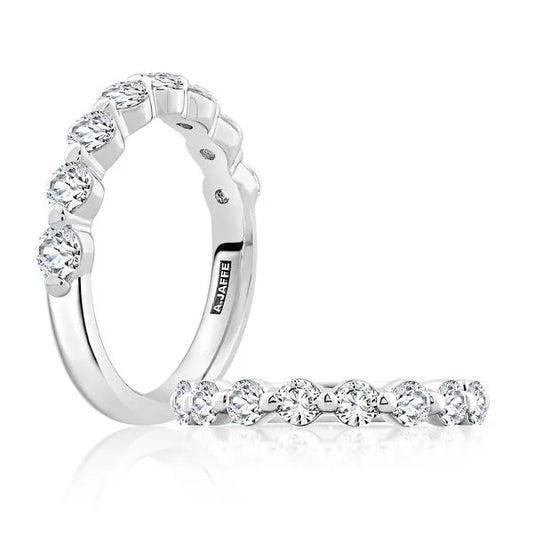 Maharaja Collection Round Diamond 8mm Wedding Band in 14K White Gold (0.80ctw)