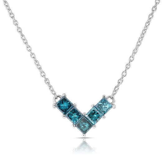 Maharaja Collection 5Stone Pendant Necklace with Fancy Color Enhanced Diamonds in 14K White Gold (0.50ctw)