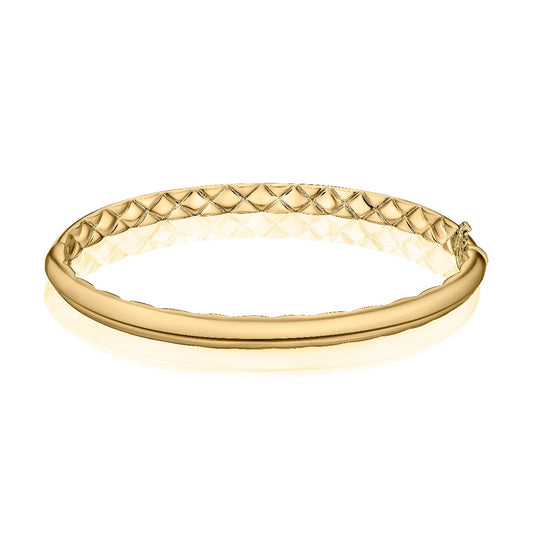 Maharaja Collection Classic Dome Bangle Band in 14Kt Yellow Gold (Interior Quilt)