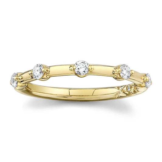 Maharaja Collection Round Diamond Wedding Band in 14K Yellow Gold (0.23ctw)