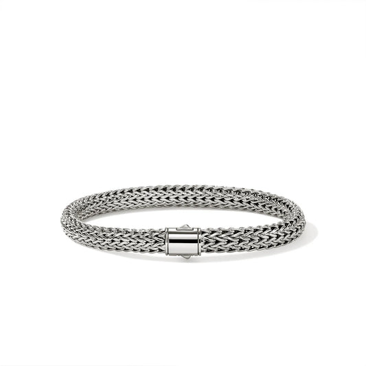 Icon Silver 6.5mm Small Bracelet with Pusher Clasp, Size UL