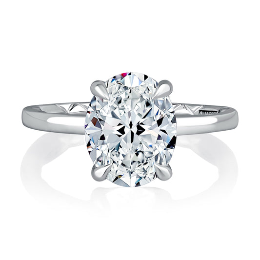 Maharaja Collection Oval Solitaire Semi-Mount Engagement Ring in 14K White Gold (0.08ct)