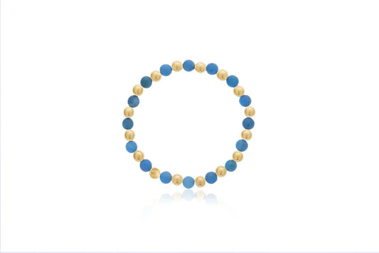 Maharaja Collection Alternating 6mm Gold Filled Bead and 6mm Apatite Bracelet in Gold Filled