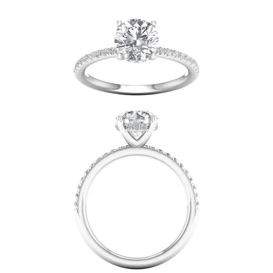 Maharaja Collection Hidden Halo Semi-Mount Engagement Ring with Round Diamond Center Stone in 14K White Gold (3.28ctw)