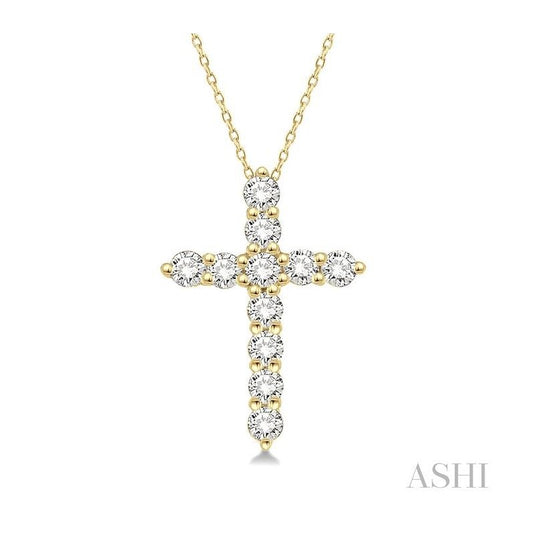 Maharaja Collection Cross Pendant Necklace with 0.25ctw Round Diamonds in 14K White Gold