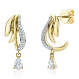 Maharaja Collection Pear Diamond Earrings in 14K Yellow Gold (0.49ctw)